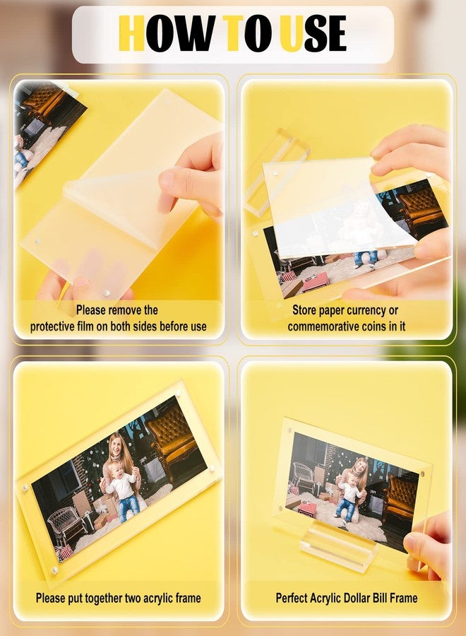 Chunful 8 Pcs Dollar Bill Holder Acrylic Display Dollar Case Currency Ticket Protector Paper Money Frame for Bill Collectors Collection, 7.3 x 3.5 Inch - Image 4